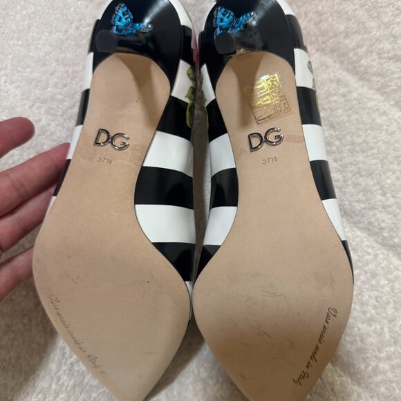 NWOT Dolce & Gabbana Floral Striped Heels - Picture 4 of 5